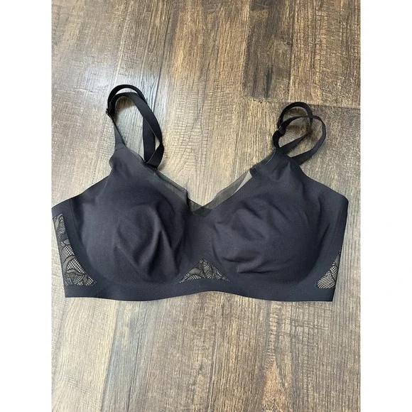 Honeylove liftwear crossover bra wireless black removable cups Pads size medium - Picture 2 of 10